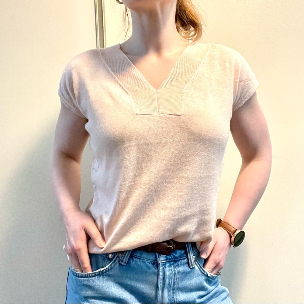 Talbots Linen Blend Short Sleeve Minimalist Top Size S